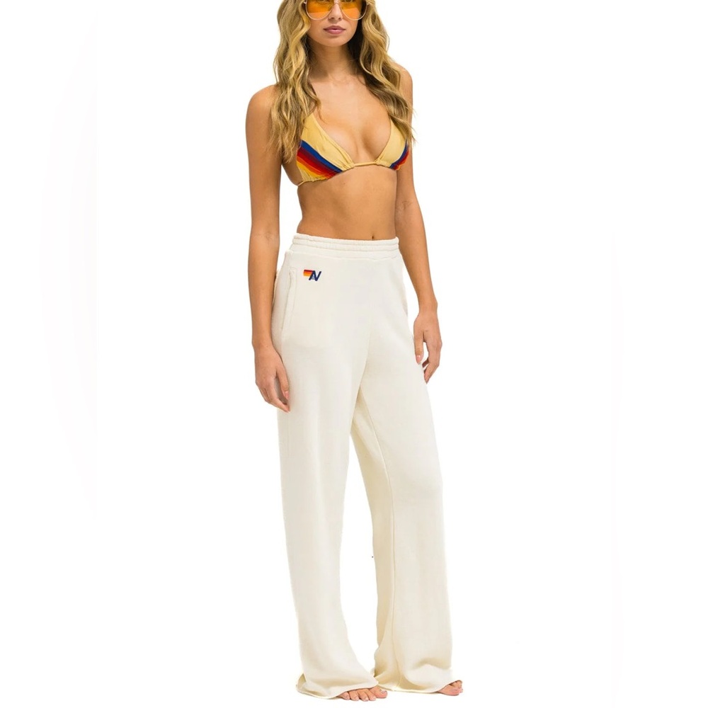 Aviator Nation WIDE LEG POCKET SWEATPANTS - VINTAGE WHITE